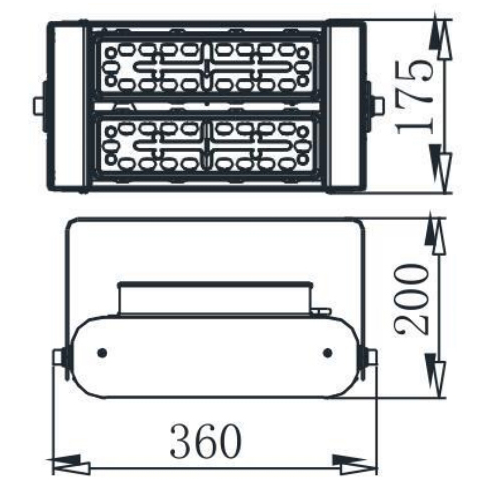 Dimensions du projecteur LED 100W